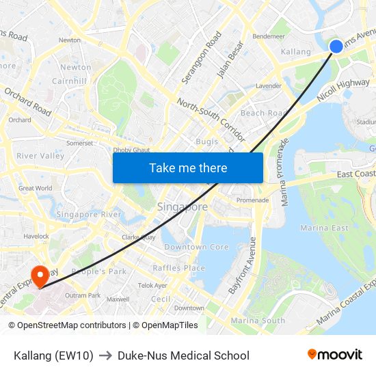 Kallang (EW10) to Duke-Nus Medical School map