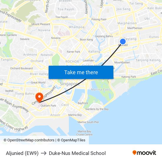 Aljunied (EW9) to Duke-Nus Medical School map