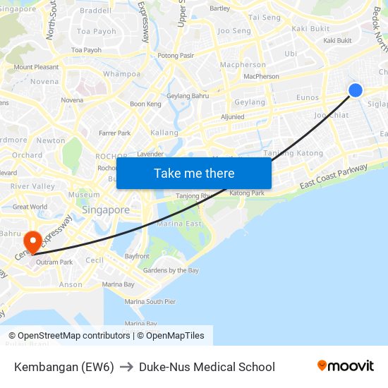 Kembangan (EW6) to Duke-Nus Medical School map