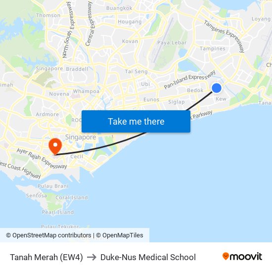 Tanah Merah (EW4) to Duke-Nus Medical School map