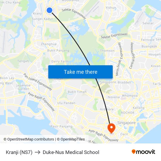 Kranji (NS7) to Duke-Nus Medical School map