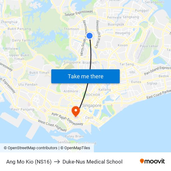Ang Mo Kio (NS16) to Duke-Nus Medical School map