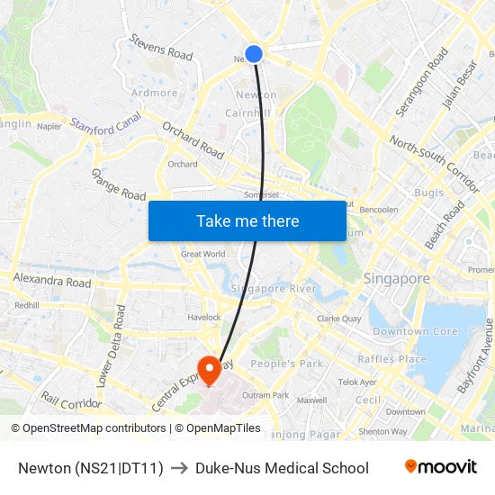 Newton (NS21|DT11) to Duke-Nus Medical School map