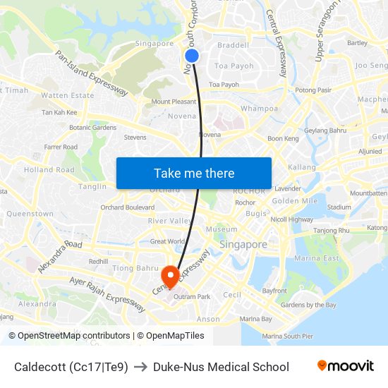 Caldecott (Cc17|Te9) to Duke-Nus Medical School map