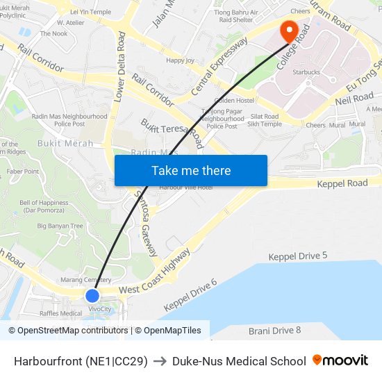 Harbourfront (NE1|CC29) to Duke-Nus Medical School map