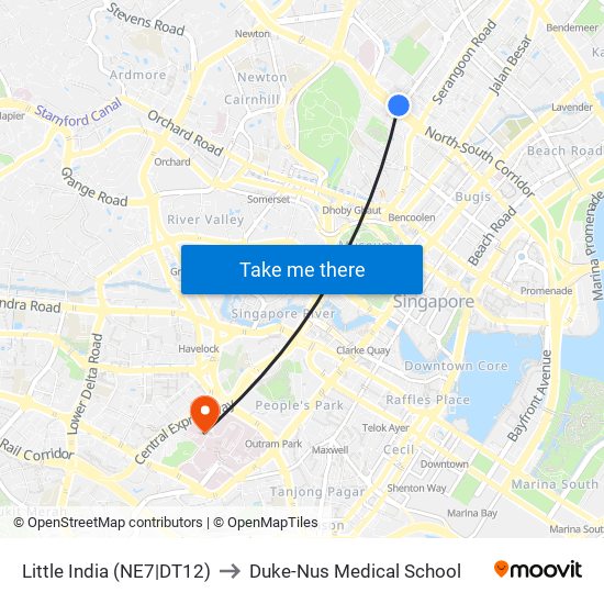 Little India (NE7|DT12) to Duke-Nus Medical School map