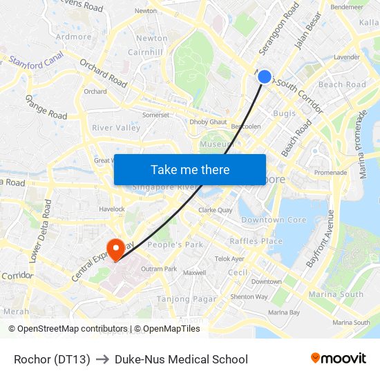 Rochor (DT13) to Duke-Nus Medical School map