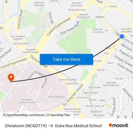 Chinatown (NE4|DT19) to Duke-Nus Medical School map