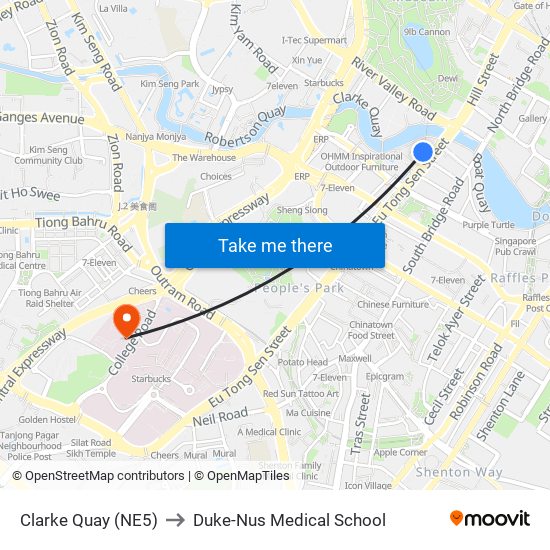 Clarke Quay (NE5) to Duke-Nus Medical School map