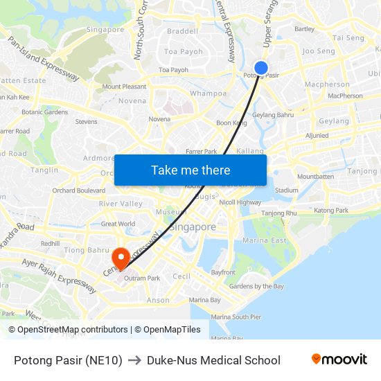 Potong Pasir (NE10) to Duke-Nus Medical School map