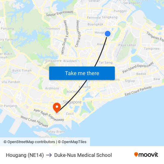 Hougang (NE14) to Duke-Nus Medical School map