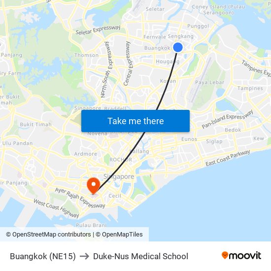 Buangkok (NE15) to Duke-Nus Medical School map