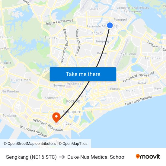 Sengkang (NE16|STC) to Duke-Nus Medical School map