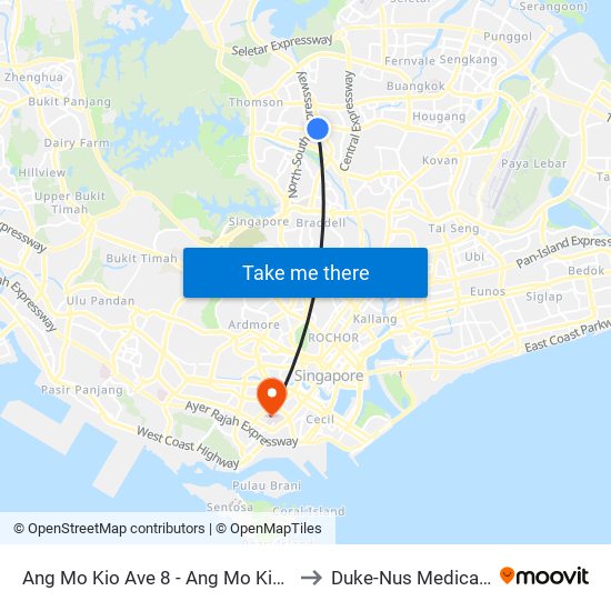 Ang Mo Kio Ave 8 - Ang Mo Kio Int (54009) to Duke-Nus Medical School map