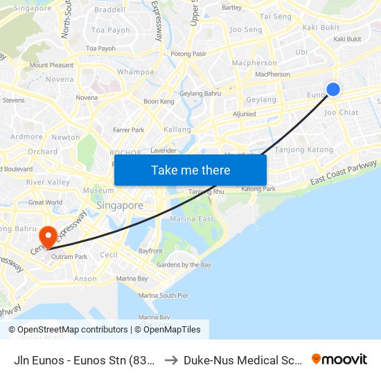 Jln Eunos - Eunos Stn (83101) to Duke-Nus Medical School map