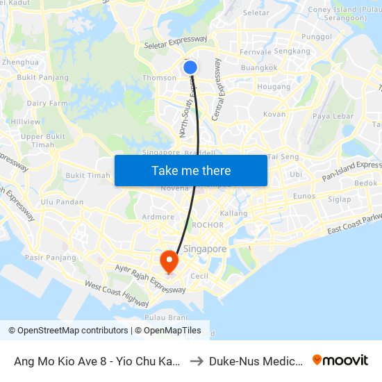 Ang Mo Kio Ave 8 - Yio Chu Kang Int (55509) to Duke-Nus Medical School map