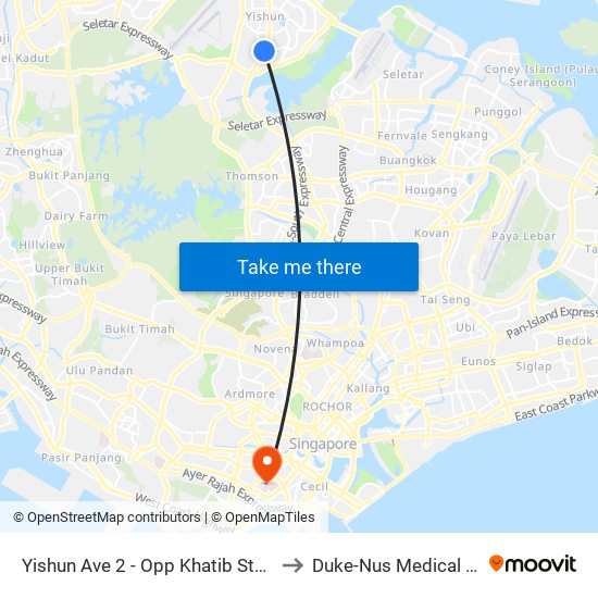 Yishun Ave 2 - Opp Khatib Stn (59049) to Duke-Nus Medical School map