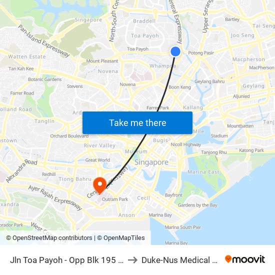 Jln Toa Payoh - Opp Blk 195 (52089) to Duke-Nus Medical School map
