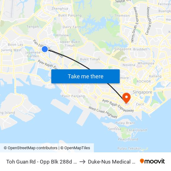 Toh Guan Rd - Opp Blk 288d (28631) to Duke-Nus Medical School map
