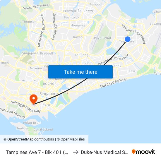 Tampines Ave 7 - Blk 401 (76191) to Duke-Nus Medical School map