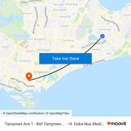 Tampines Ave 1 - Bef Tampines West Stn (75059) to Duke-Nus Medical School map