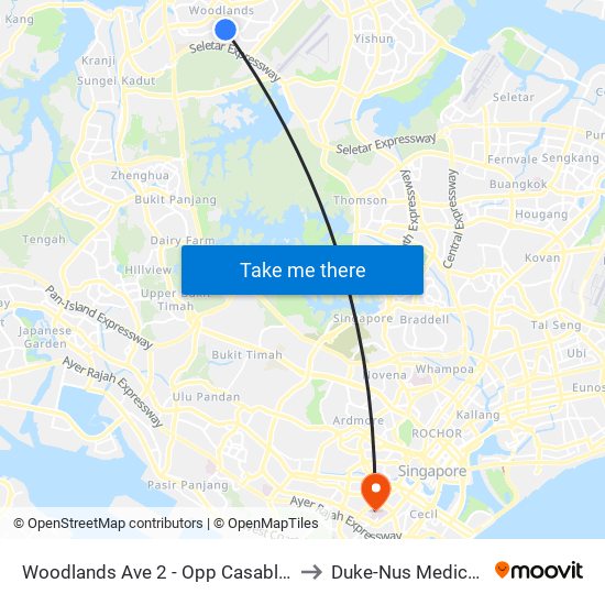 Woodlands Ave 2 - Opp Casablanca (46221) to Duke-Nus Medical School map