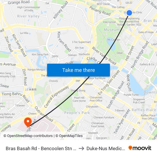 Bras Basah Rd - Bencoolen Stn Exit B (08069) to Duke-Nus Medical School map