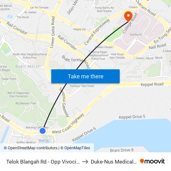 Telok Blangah Rd - Opp Vivocity (14119) to Duke-Nus Medical School map