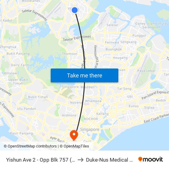 Yishun Ave 2 - Opp Blk 757 (59069) to Duke-Nus Medical School map