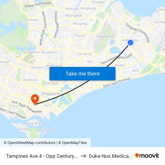 Tampines Ave 4 - Opp Century Sq (76139) to Duke-Nus Medical School map