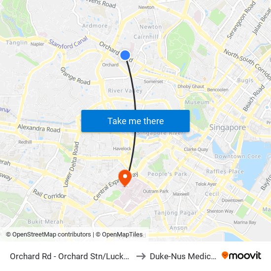 Orchard Rd - Orchard Stn/Lucky Plaza (09048) to Duke-Nus Medical School map