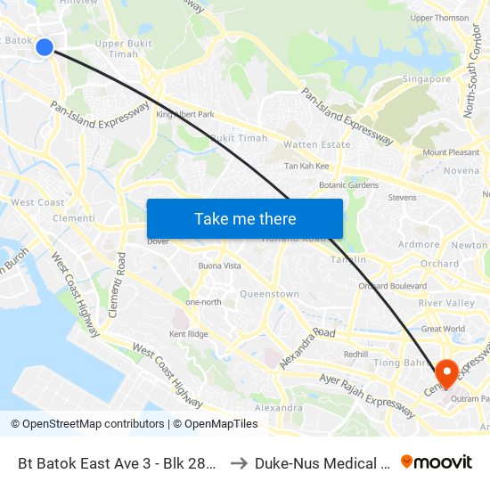 Bt Batok East Ave 3 - Blk 283 (43189) to Duke-Nus Medical School map