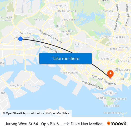 Jurong West St 64 - Opp Blk 662c (22499) to Duke-Nus Medical School map