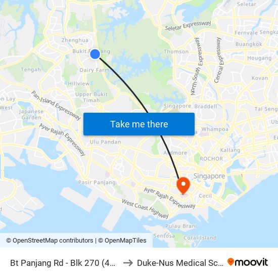 Bt Panjang Rd - Blk 270 (44261) to Duke-Nus Medical School map