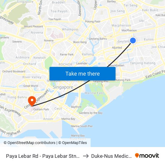 Paya Lebar Rd - Paya Lebar Stn Exit B (81111) to Duke-Nus Medical School map