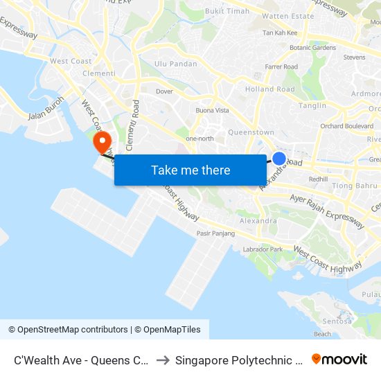 C'Wealth Ave - Queens Condo (11131) to Singapore Polytechnic (Poly Marina) map