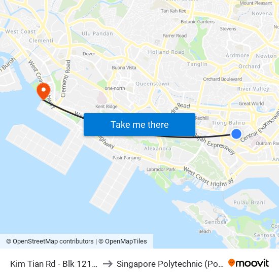 Kim Tian Rd - Blk 121 (10129) to Singapore Polytechnic (Poly Marina) map