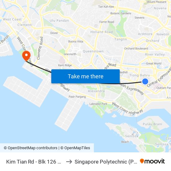 Kim Tian Rd - Blk 126 Cp (10121) to Singapore Polytechnic (Poly Marina) map