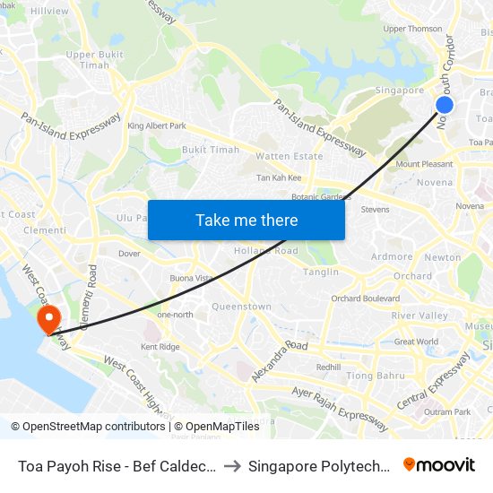 Toa Payoh Rise - Bef Caldecott Stn/Savh (52241) to Singapore Polytechnic (Poly Marina) map