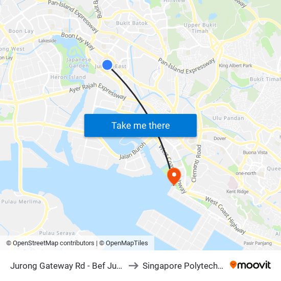 Jurong Gateway Rd - Bef Jurong East Stn (28211) to Singapore Polytechnic (Poly Marina) map