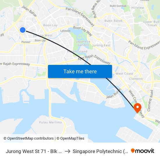 Jurong West St 71 - Blk 711 (27429) to Singapore Polytechnic (Poly Marina) map