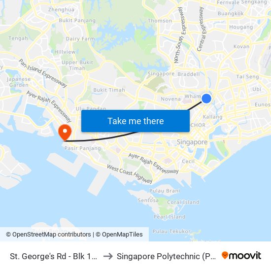 St. George's Rd - Blk 14 (60249) to Singapore Polytechnic (Poly Marina) map