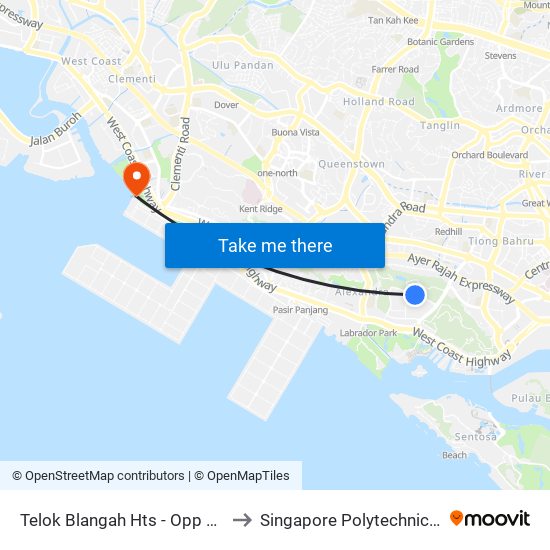 Telok Blangah Hts - Opp Blk 70b (14331) to Singapore Polytechnic (Poly Marina) map