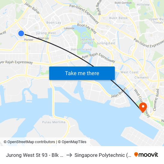 Jurong West St 93 - Blk 974 (27511) to Singapore Polytechnic (Poly Marina) map