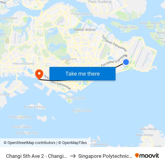 Changi Sth Ave 2 - Changi City Pt (96381) to Singapore Polytechnic (Poly Marina) map