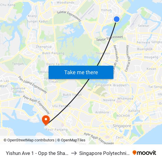 Yishun Ave 1 - Opp the Shaughnessy (59751) to Singapore Polytechnic (Poly Marina) map