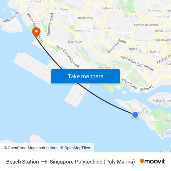 Beach Station to Singapore Polytechnic (Poly Marina) map