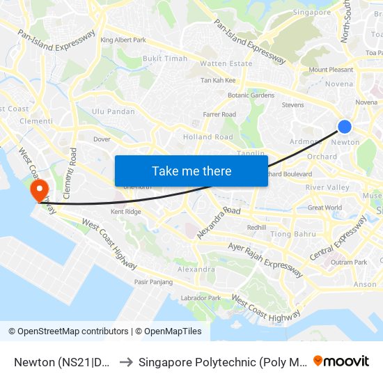 Newton (NS21|DT11) to Singapore Polytechnic (Poly Marina) map