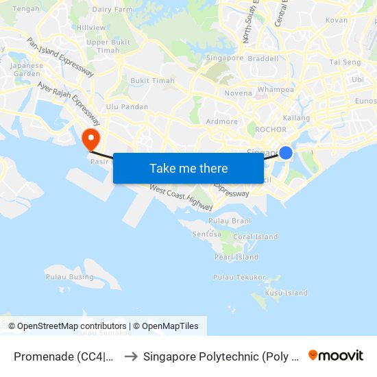 Promenade (CC4|DT15) to Singapore Polytechnic (Poly Marina) map