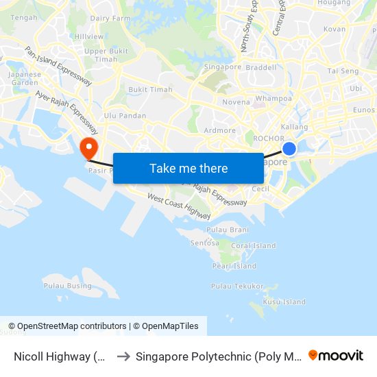 Nicoll Highway (CC5) to Singapore Polytechnic (Poly Marina) map